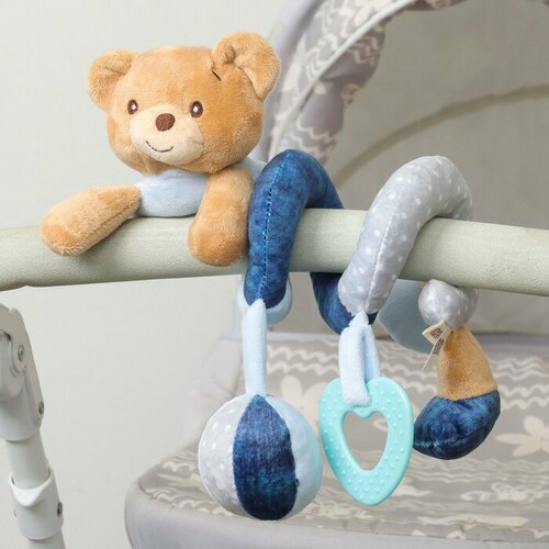 Растяжка - спираль с игрушками дуга на коляску / кроватку для малышей 0+ «Мишка»,