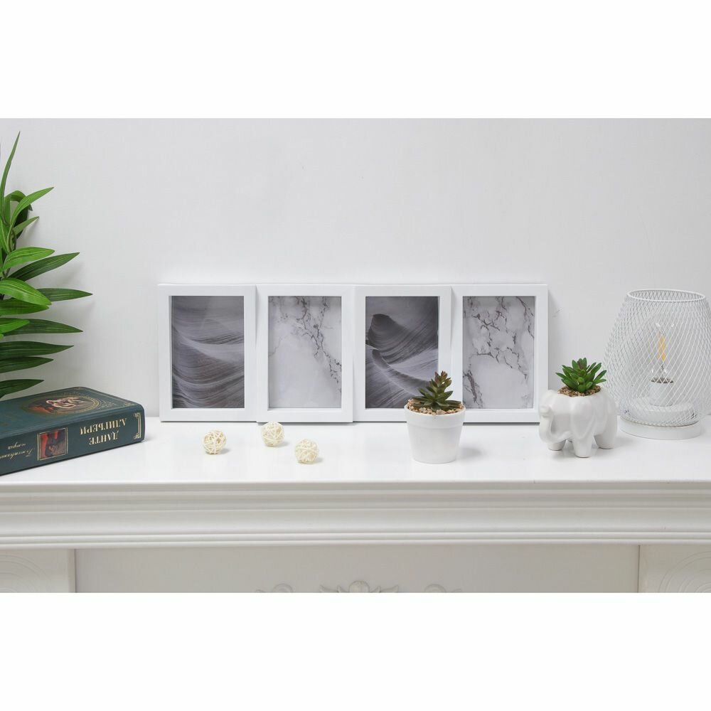 фото Фоторамка на 4 фотографии, 10х15 см, полипропилен, цвет белый