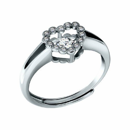 Кольцо Fidelis, серебро, 925 проба, родирование, фианит, размер 18, золотой