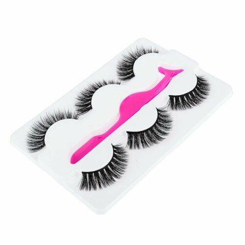 Набор накладных ресниц 3 пары пластиковый пинцет 454₽