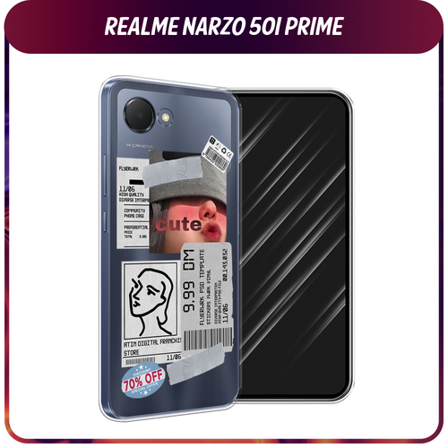 Силиконовый чехол на Realme Narzo 50i Prime / Реалми Нарзо 50i Прайм Cute girl collage, прозрачный силиконовый чехол на realme narzo 50i prime реалми нарзо 50i прайм пальмовые ветви арт прозрачный