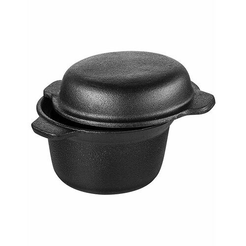 Горшок для запекания с крышкой 11,5х11,5х6,5 см, 250 мл, черный, чугун, Daming, DM-115MINICOP