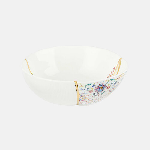 Тарелка Seletti Kintsugi, фарфор, 09636, Италия золотистый, белый