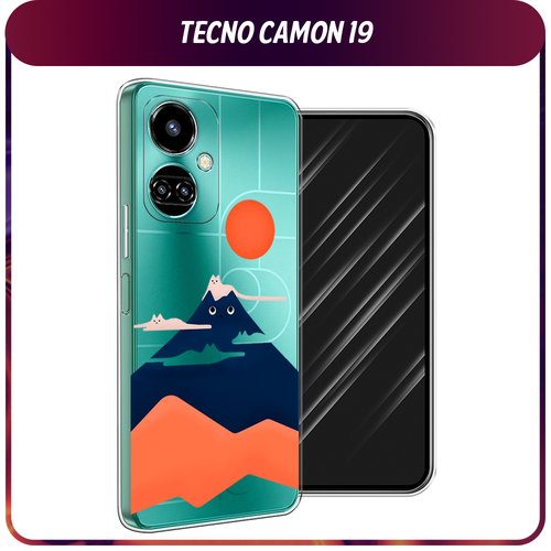 Силиконовый чехол на Tecno Camon 19/19 Pro 4G / Текно Камон 19/19 Про 4G Кот-гора, прозрачный силиконовый чехол на tecno camon 19 19 pro 4g текно камон 19 19 про 4g радужный кружевной узор прозрачный