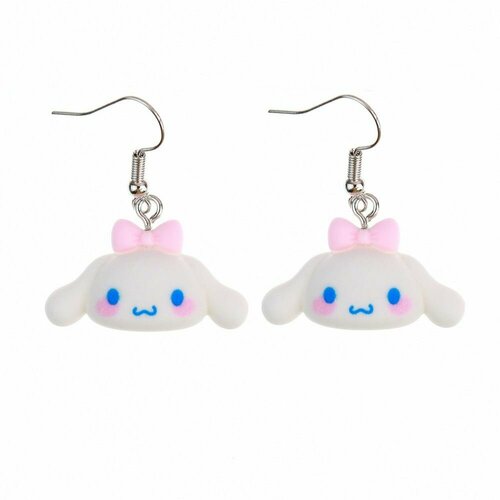 Серьги , акрил, белый