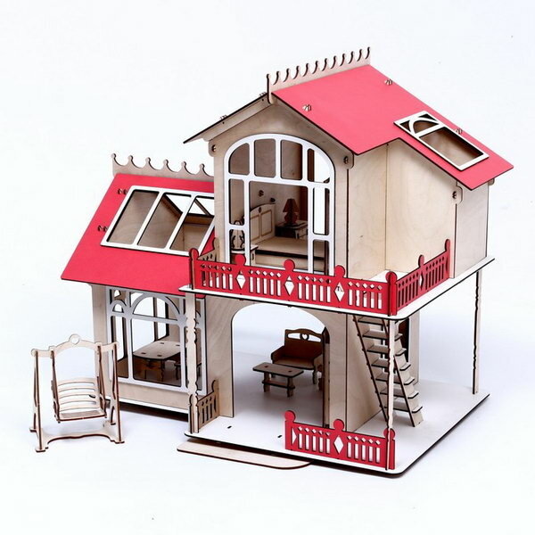 Кукольный дом, с мебелью "Загородный коттедж"
