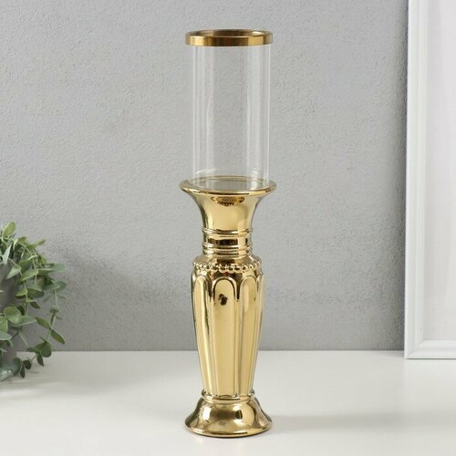 SUI Подсвечник керамика стекло на 1 свечу Арте d75 см золото 9х9х375 см 1913₽