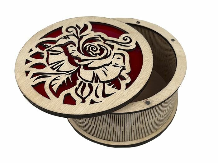 фото "Круглая шкатулка с красным элементом" 120*65мм