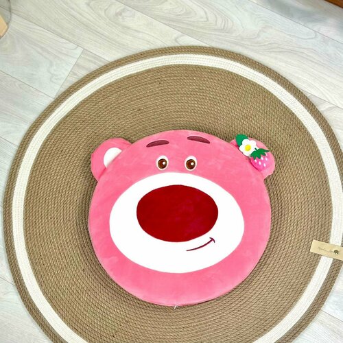 Декоративная подушка на стул круглая Мишка розовый