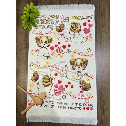 Кухонное полотенце с бахромой AKIPEK 40x60 см собака 100 хлопок 1 шт 401₽