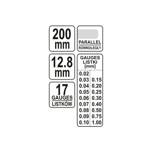 YATO Щупы измерительные 200мм 17шт. 0,02-1мм YT-7221