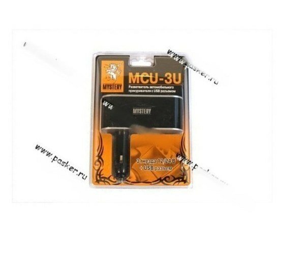 Разветвитель прикуривателя на 3 гнезда + 1 USB Mystery MCU-3U для автомобильных устройств