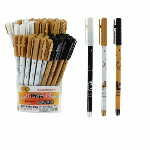 Набор 10 штук - Ручка шариковая Ёлка с рисунком стержень синий линия 05 мм корпус микс 499₽