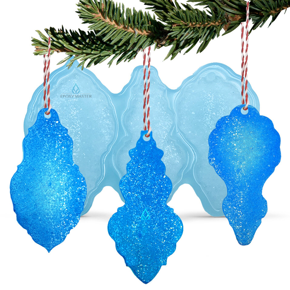 Силиконовый молд - Кристаллические елочные игрушки №2, 16х12см