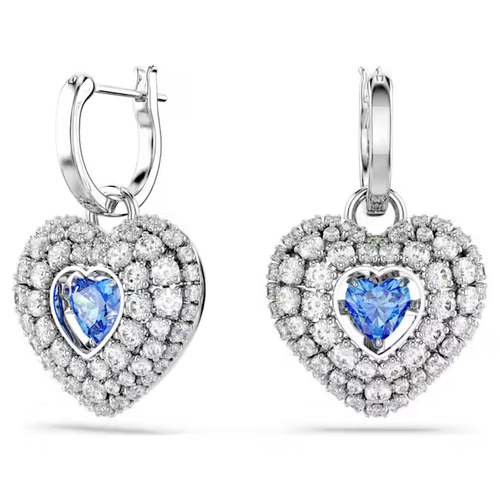Серьги с подвесками SWAROVSKI кристаллы Swarovski размер 18 мм серебристыйсиний 4700₽