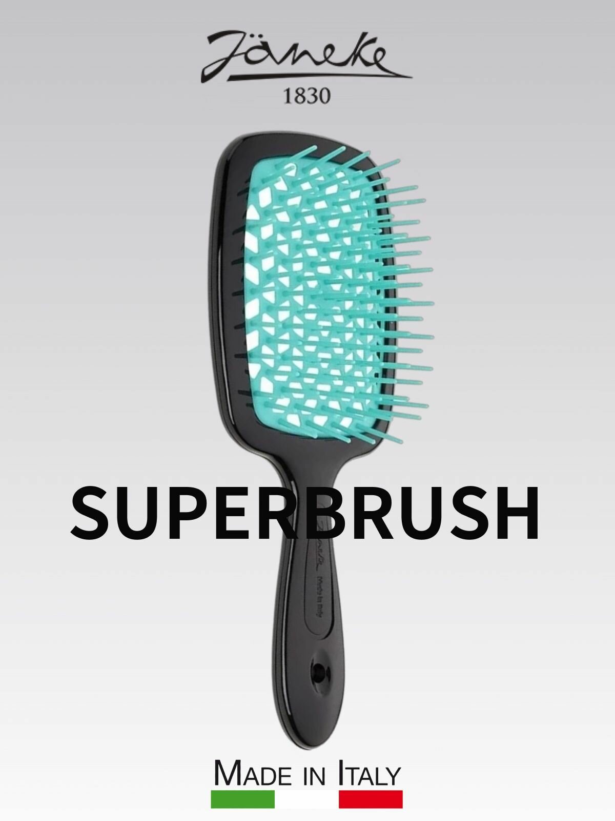 Janeke SUPERBRUSH Щетка для волос, 71SP226TFF, черный/бирюзовый, 20,3x8,5x3,1 см