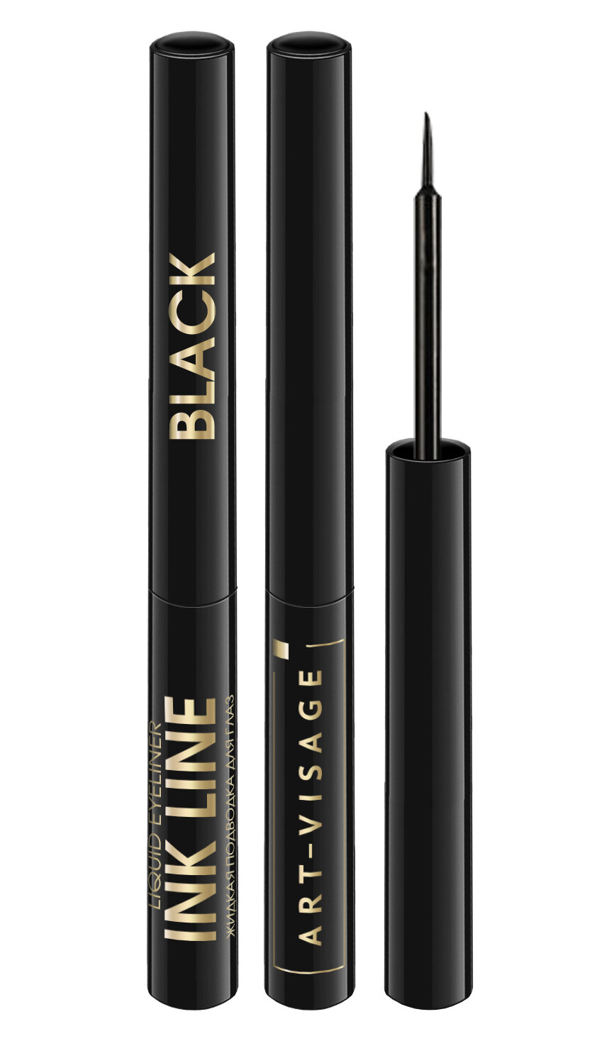 ART-VISAGE Подводка для глаз жидкая "INK LINE", водостойкая, с кисточкой, черная