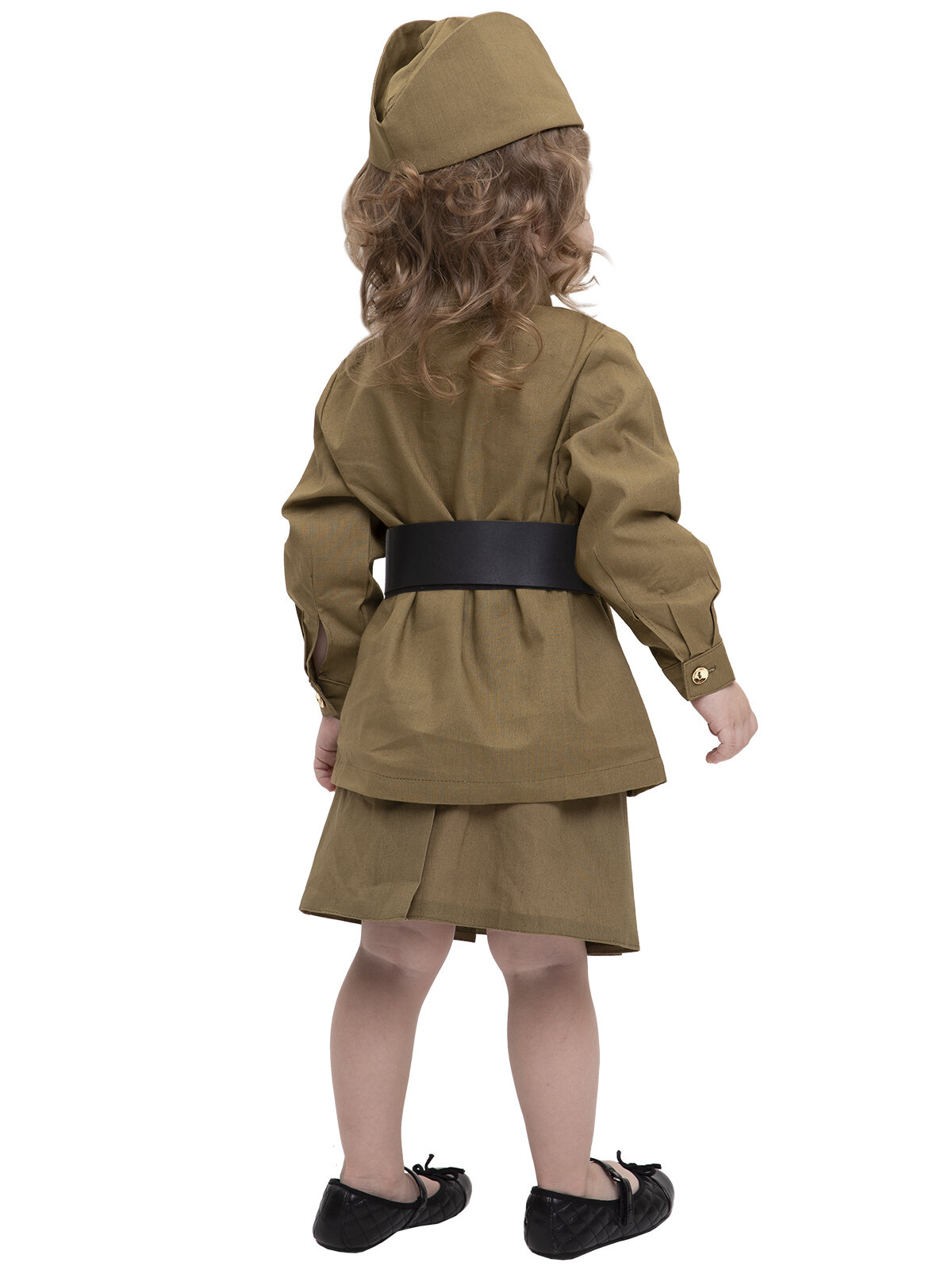 Детская военная форма для девочек гимнастерка с юбкой р.80-86 (р.22) бязь, хаки — фото 1
