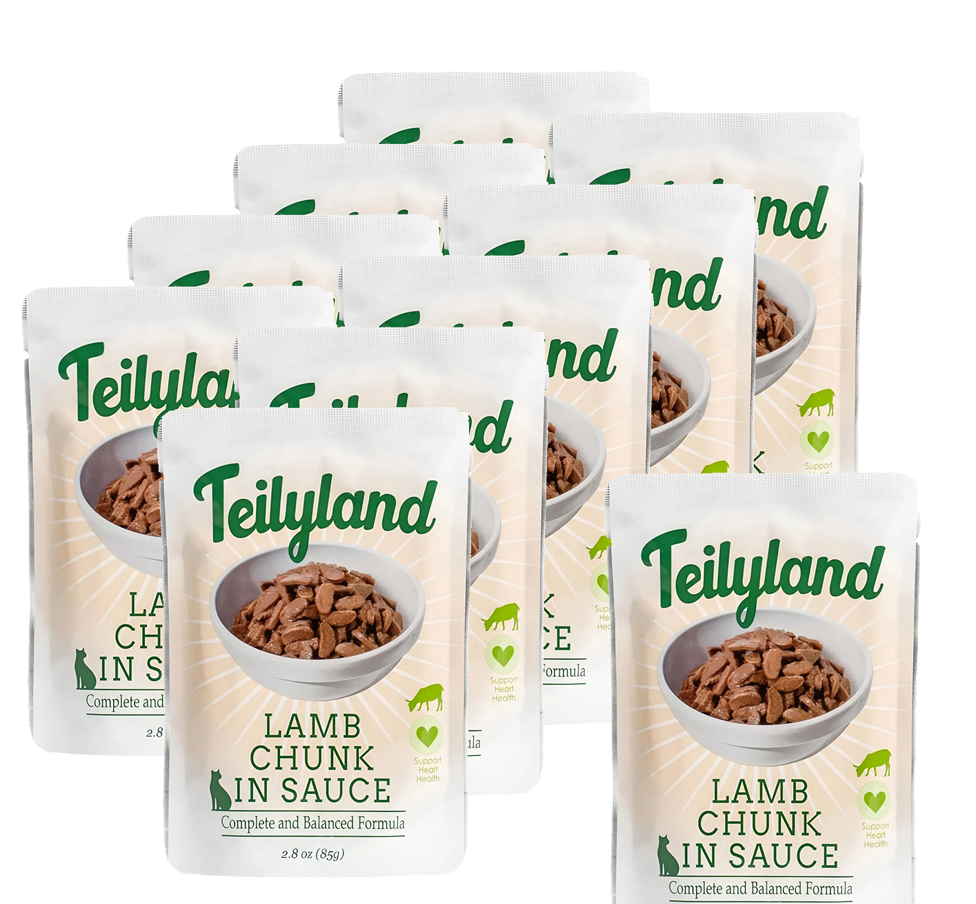 Влажный корм Teilyland Pettric для кошек полнорационный с ягненком в соусе, 85 г x 10 шт.