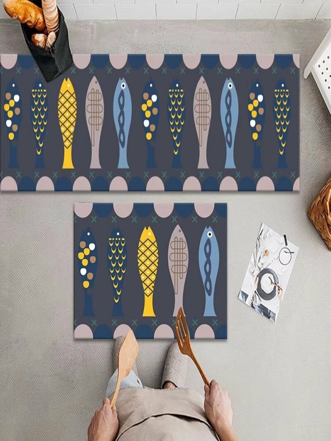 Комплект ковриков для кухни и ванной, быстросохнущие и влагостойкие