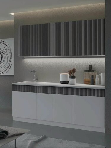 Изображение товара Модульная кухня Оливия МДФ 2м белый снег софт/графит софт со столешницей миф