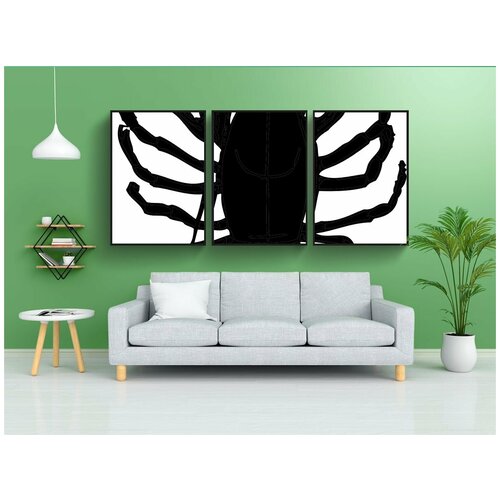 фото Набор модулных постеров для интерьера "омар, морепродукты, чернить" 60x90 см. в тубусе, без рамки lotsprints