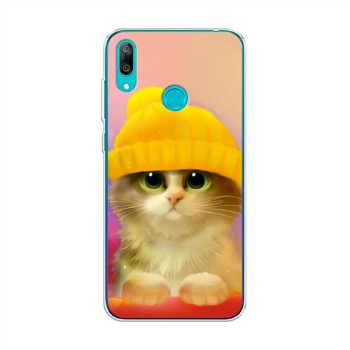 фото Силиконовый чехол "котенок в желтой шапке" на huawei y7 2019 / хуавей y7 2019 case place