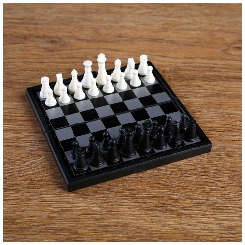 Шахматы магнитные, 13 х 13 см, чёрно-белые игра настольная магнитная шахматы чёрно белые в коробке 24 5х24 5 см 2590516