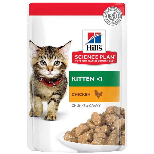 Влажный корм для котят HILLS Hill's Science Plan для здорового роста и развития, с курицей в соусе 12шт.*85г