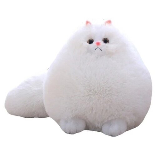 фото Мягкая игрушка кот подушка пушистый плюшевый зверушка белый, 50 см wellywell