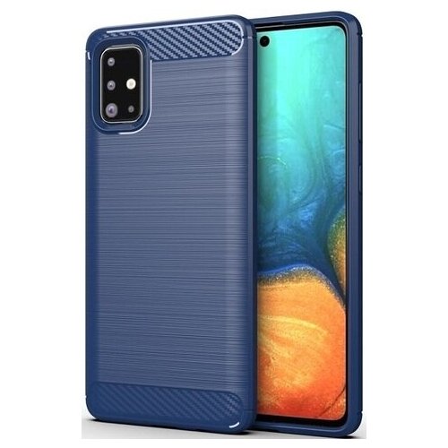 фото Чехол для samsung galaxy a71 цвет blue (синий), серия carbon от caseport