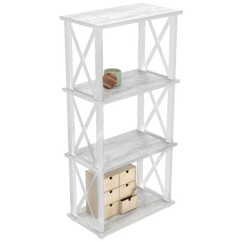 Стеллаж Лофт-4, 50х30х112 Белый бетон пайн/ белый
