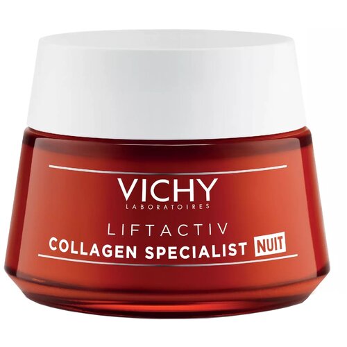 Ночной антивозрастной крем Vichy Liftactiv Collagen Specialist с пептидами для активации синтеза коллагена, удаления пигментации и лифтинга кожи лица и шеи, 50 мл