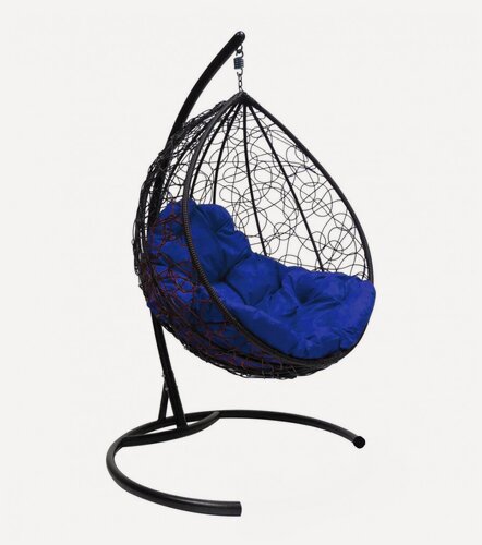 Изображение товара Подвесное кресло «капля» ротанг чёрный синее