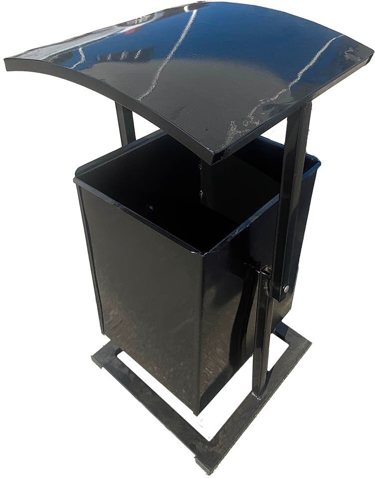 Урна Для Мусора Уличная, Металлическая, Подвесная, С Крышкой, Чёрная — фото 1