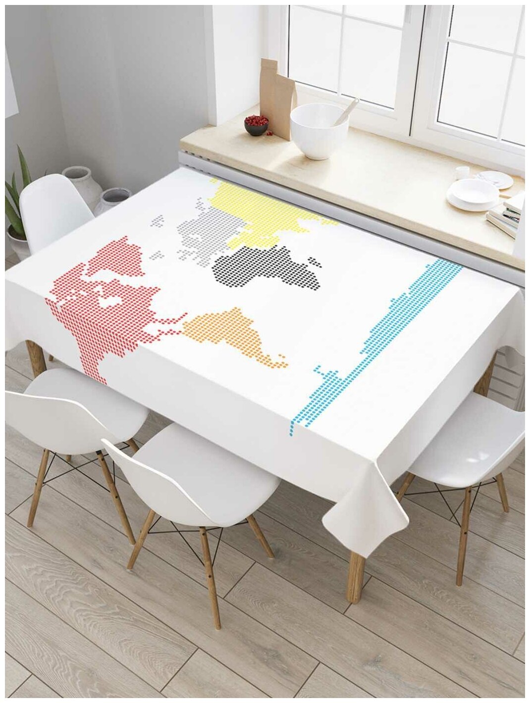 Скатерть прямоугольная JoyArty на кухонный стол "Текстурная карта" из оксфорда, 180x145 см