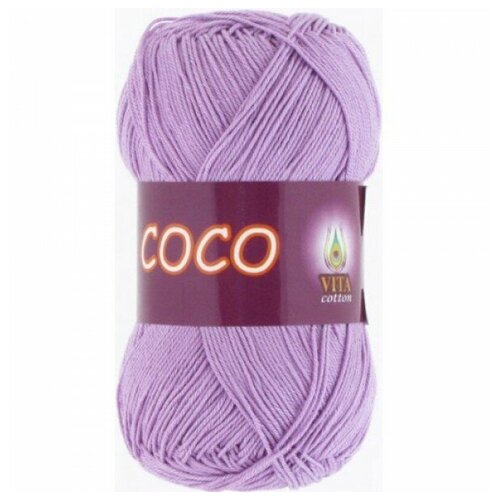 Пряжа хлопковая Vita Cotton Coco (Вита Коко) - 1 моток, 3869 сиреневый, 100% мерсеризованный хлопок 240м/50г