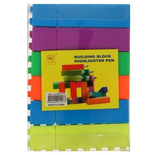 Купить Набор маркеров-тестовыделителей 6 штук/6 цветов, фигурных Лего, скошенных 5мм, NeMarket