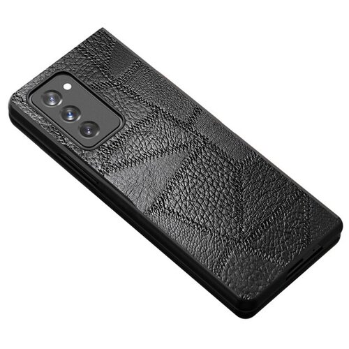 фото Чехол-бампер-накладка mypads premium на samsung galaxy z fold 2 (sm-f916b) с геометрическим дизайном черная