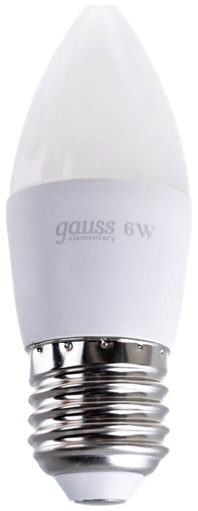 Лампа светодиодная gauss elementary 33216, E27, C35, 6 Вт, 2700 К
