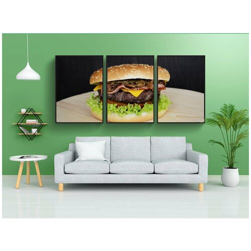 фото Набор модулных постеров для интерьера "бургер, гамбургер, еда" 60x90 см. в тубусе, без рамки lotsprints