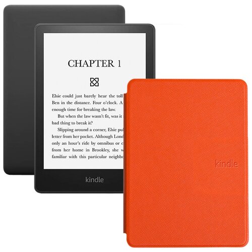 Электронная книга Amazon Kindle PaperWhite 2021 16Gb black Ad-Supported с обложкой ReaderONE PaperWhite 2021 Orange