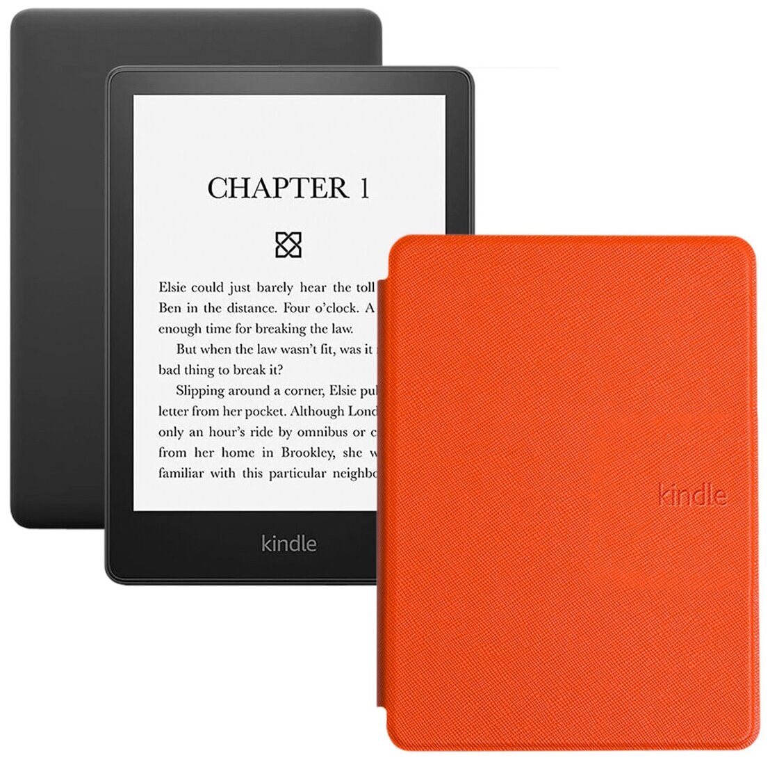 Электронная книга Amazon Kindle PaperWhite 2021 16Gb black Ad-Supported с обложкой ReaderONE PaperWhite 2021 Orange