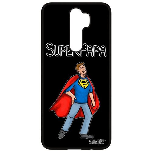 фото Необычный чехол на смартфон // xiaomi redmi note 8 pro // "суперпапа" рисунок шутка, utaupia, черный
