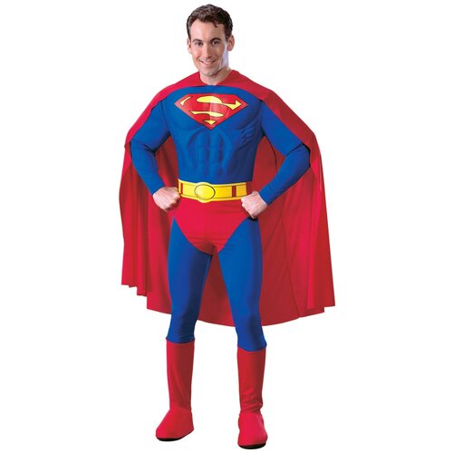 фото Костюм супермен с мускулатурой взрослый rubie's l (50-52) (плащ, комбинезон, имитация обуви, пояс)