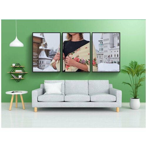 фото Набор модулных постеров для интерьера "шаль, зима, женщина" 60x90 см. в тубусе, без рамки lotsprints