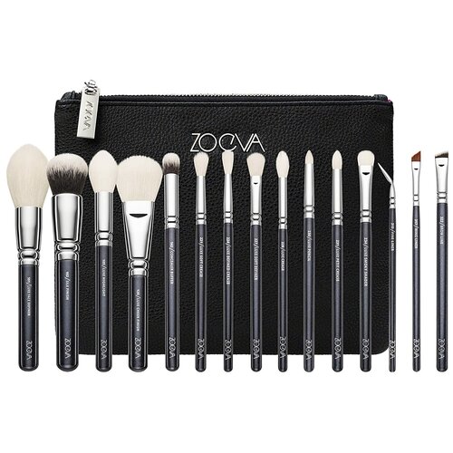 Набор 15 кистей в косметичке ZOEVA LUXE Complete set 15 makeup brush set+clutch черный