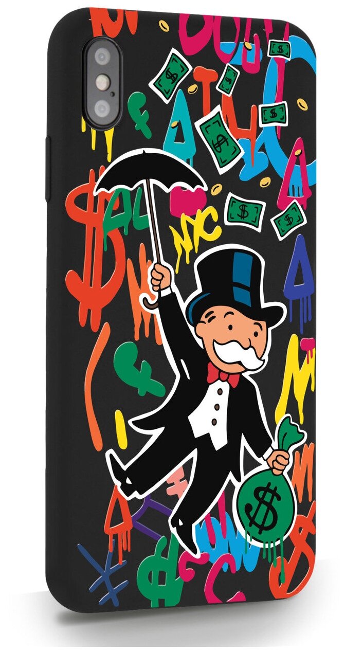 Черный силиконовый чехол MustHaveCase для iPhone XsMax Rich uncle PennyBags/ Богатенький дядюшка толстосум для Айфон 10С Макс Противоударный