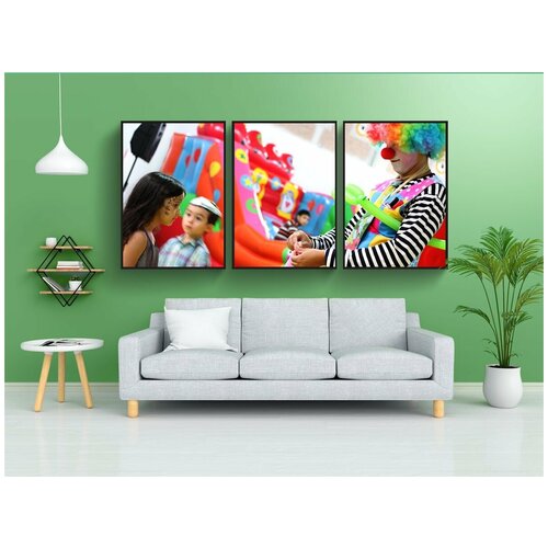 фото Набор модулных постеров для интерьера "воздушный шар витой бозо, бозо клоун, босо" 60x90 см. в тубусе, без рамки lotsprints