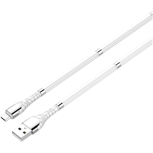 Кабель LDNIO LS511/ USB Micro/ 1m/ 2.4A/ медь: 86 жил/ Магнитная оплетка/ белый